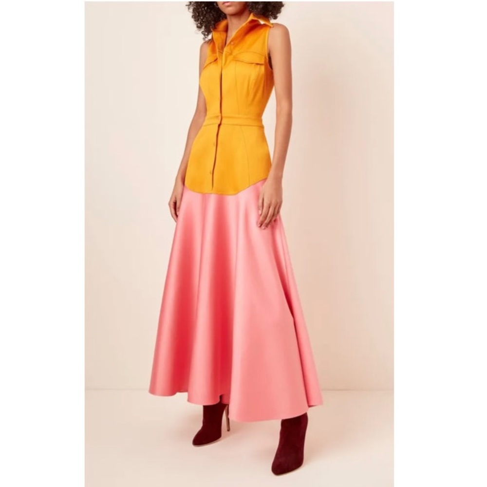 Brandon Maxwell Satin & Cotton Shirtdress Sz 0